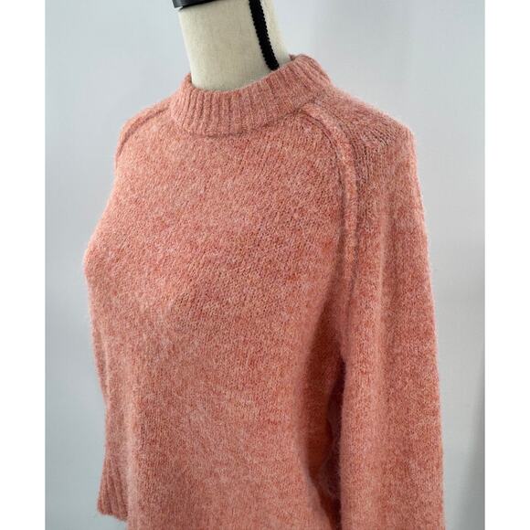 Topshop Peach Crewneck Sweater Knit Raglan Pullover Orange Small - Picture 2 of 10